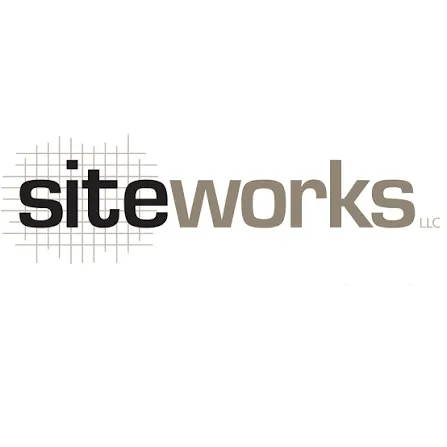 A logo design featuring the text "siteworks" in lowercase letters, with a grid-like pattern behind it. The text "LLC" is displayed in smaller letters next to the main text.