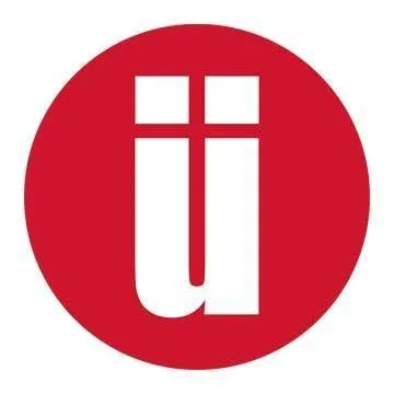 A red circle shows a stylized white lowercase letter "ü" in a bold font.