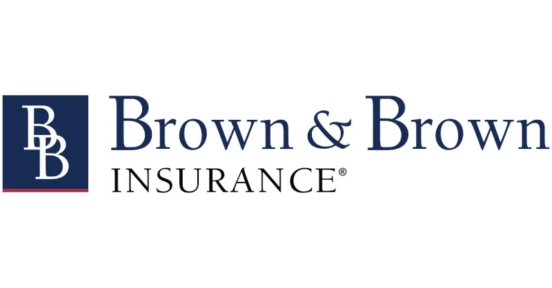 Logo featuring the text "Brown & Brown Insurance" in blue and dark gray, with a stylized "B&B" emblem. The design is professional and modern.