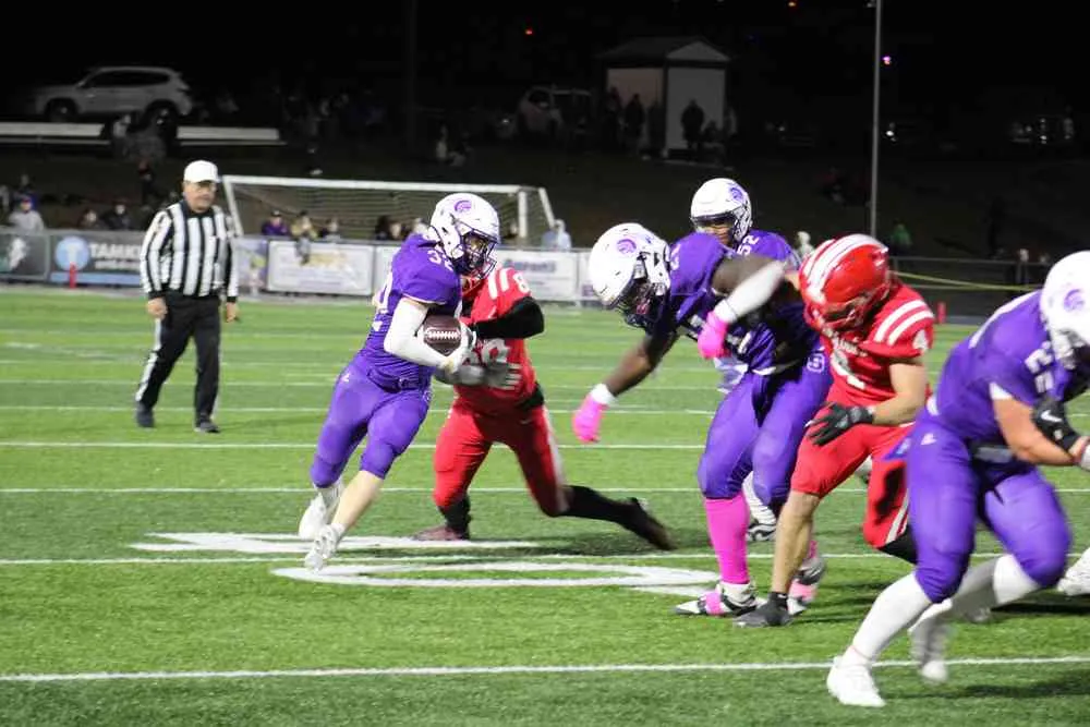 Shamokin Area football players in action at Kemp Memorial Stadium