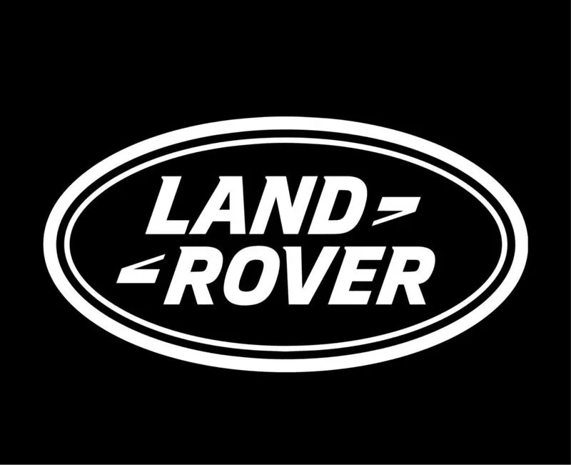 Logo featuring the words "LAND ROVER" in bold white letters inside an oval on a black background.