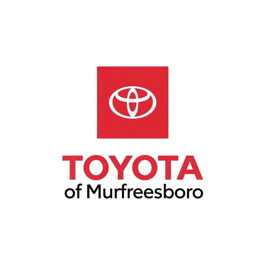 Toyota of Murfreesboro logo displayed on a white background, featuring the Toyota emblem in a red square, with the text "TOYOTA of Murfreesboro" in bold red and black letters below.