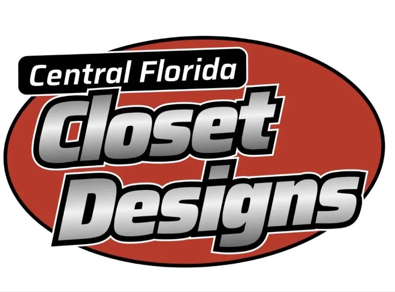 Logo featuring the text "Central Florida Closet Designs" in bold, stylized font, with "Central Florida" in black and "Closet Designs" in silver, set against a red oval background.