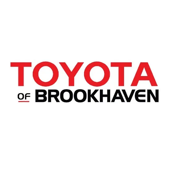 Logo displays "TOYOTA" in bold red letters above "of BROOKHAVEN" in black letters. The design features a simple, modern style characteristic of corporate branding.