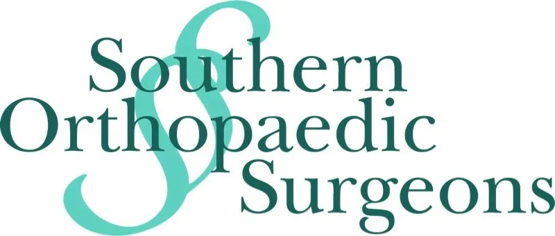 Text reads "Southern Orthopaedic Surgeons" in stylized font with a decorative ampersand. The text is presented in a teal color against a white background.