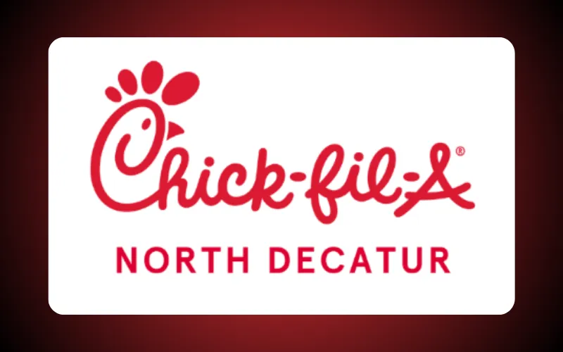 Logo featuring the text "Chick-fil-A" in red cursive and "NORTH DECATUR" in a smaller font, accompanied by a stylized chicken head graphic, against a white background.