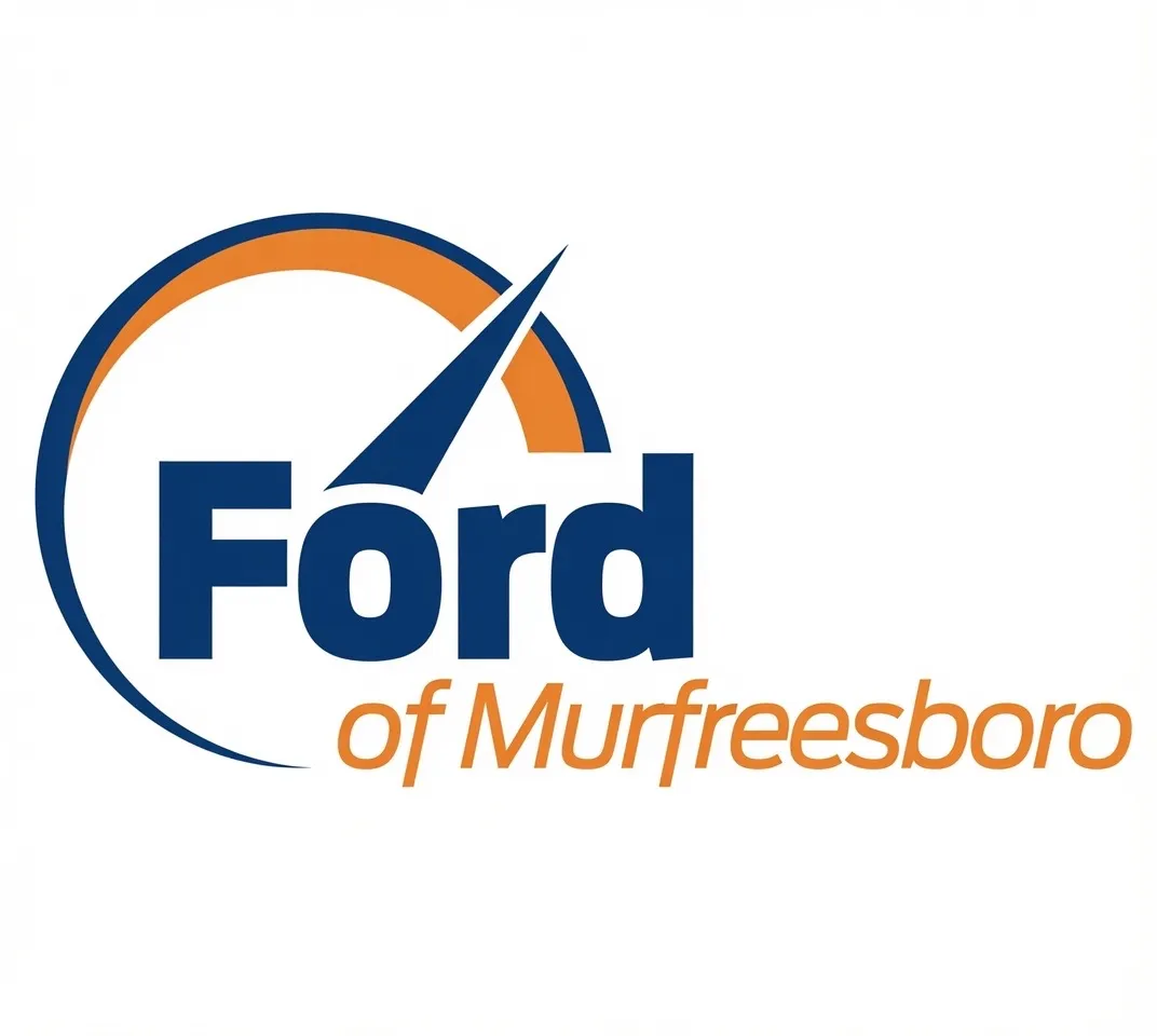 Logo featuring the text "Ford of Murfreesboro" with a stylized blue swoosh and an orange circular element.